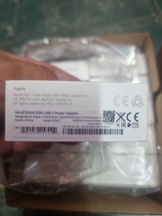 Incarcator Apple original MHJE3ZM/A Adaptor iPhone 20W cu SERIAL QR