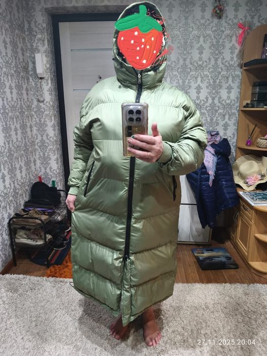 Пуховик зелёный р-р48-50
