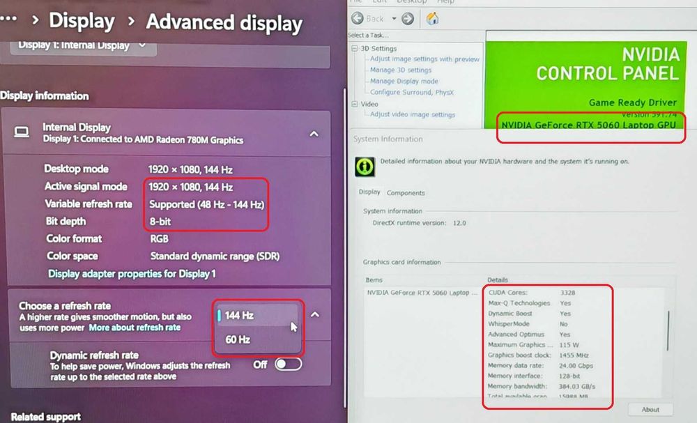 NVIDIA RTX 5060 8GB/AMD Ryzen 7 250/16GB RAM/512GB SSDNVME/15.6 FullHD IPS 144hz/Lenovo LOQ Gaming геймърски лаптоп пълен комплект гаранция до 09.2026
