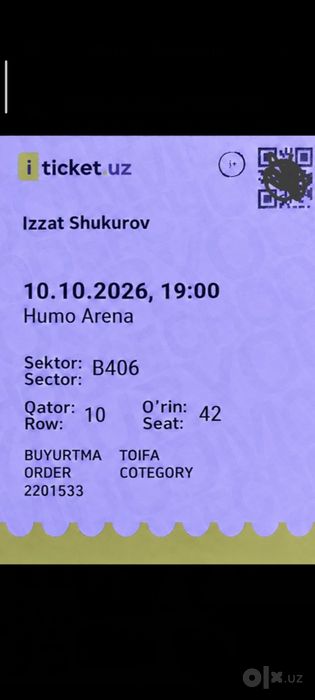 Izzat Shukurov konsertiga bilet