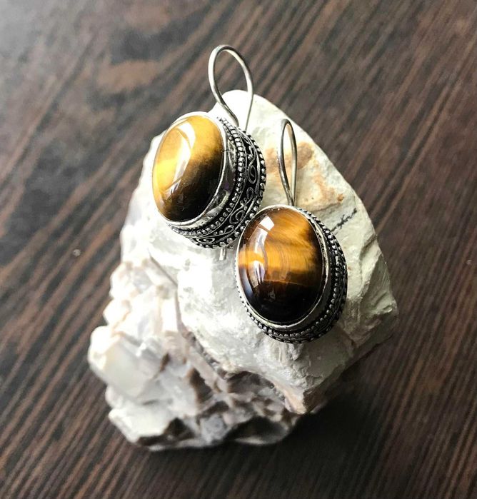 Cercei Argint 925 cu Pietre Semipretioase Ochi de Tigru