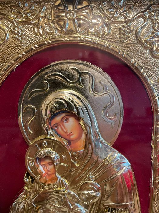 icoana argintata icoana veche maica domnului dim 24x27 icoana veche