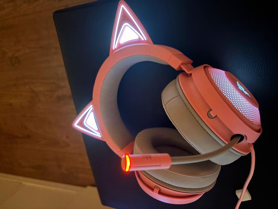 Casti gaming Razer Kraken Kitty V2, microfonUSB Type A, Quartz Edition