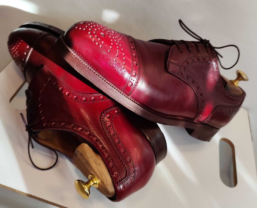 Pantofi derby de lux 42.5 43 de lux Lavoratione Artigianale lucrati manual burgundy