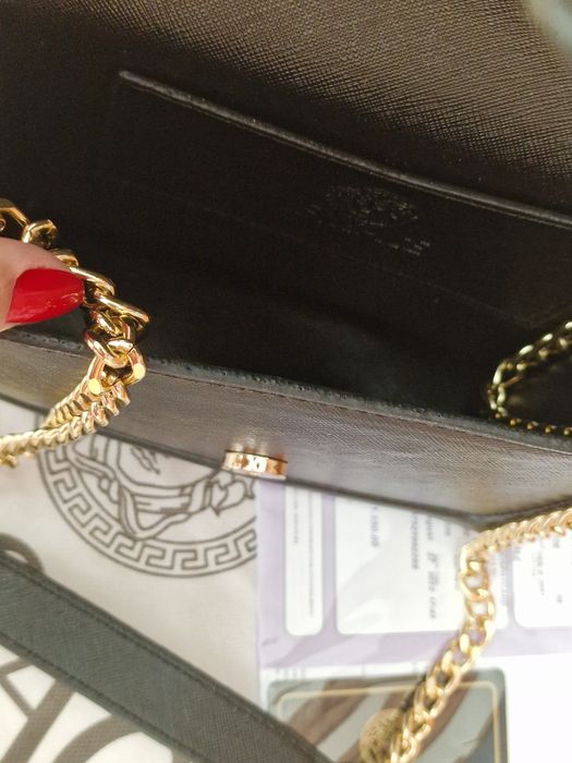 Geanta mini logo metalic, saculet, etichetă