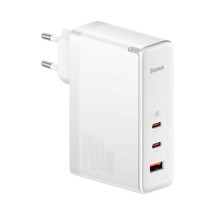 Incarcator de perete Baseus GaN5 Pro 2xUSB-C + USB, 140W Alb