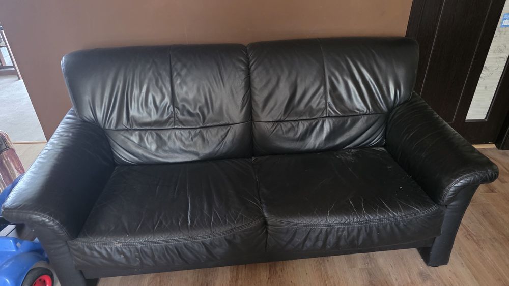 Canapele si fotoliu piele neagra toate 3,  500roni