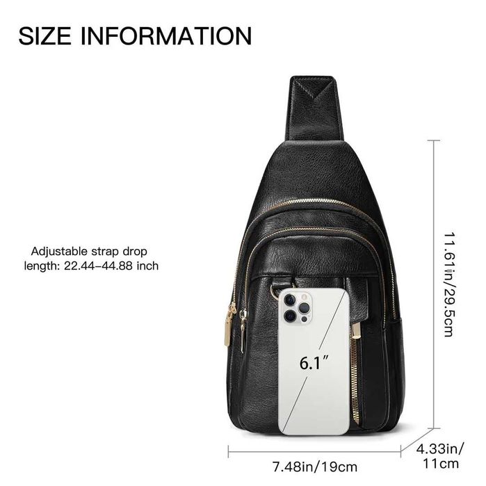 Чанта през рамо черна голям капацитет водоустойчива, унисекс