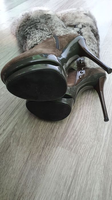 Италиански кожени ботуши с заешки пух Mi Piaci