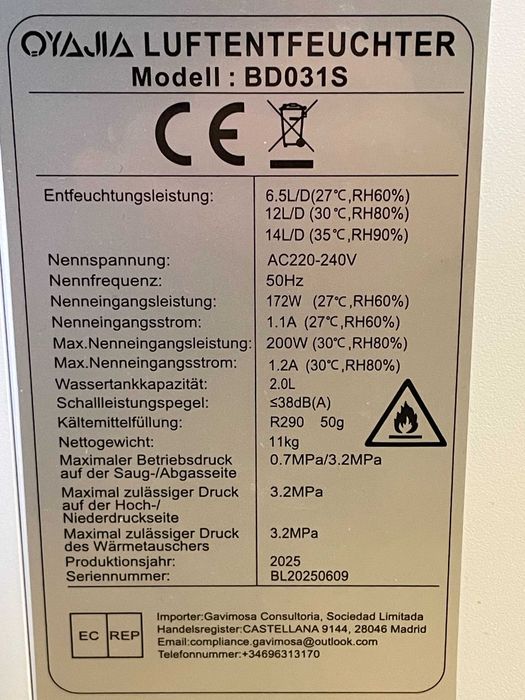 Dezumidificator Nou - Foarte Capabil (14L/zi)
