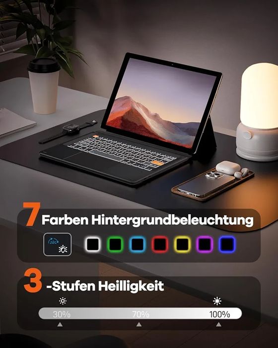 Doohoeek Bluetooth клавиатура за Surface Pro 7+/7/6/5/4/3 с подсветка