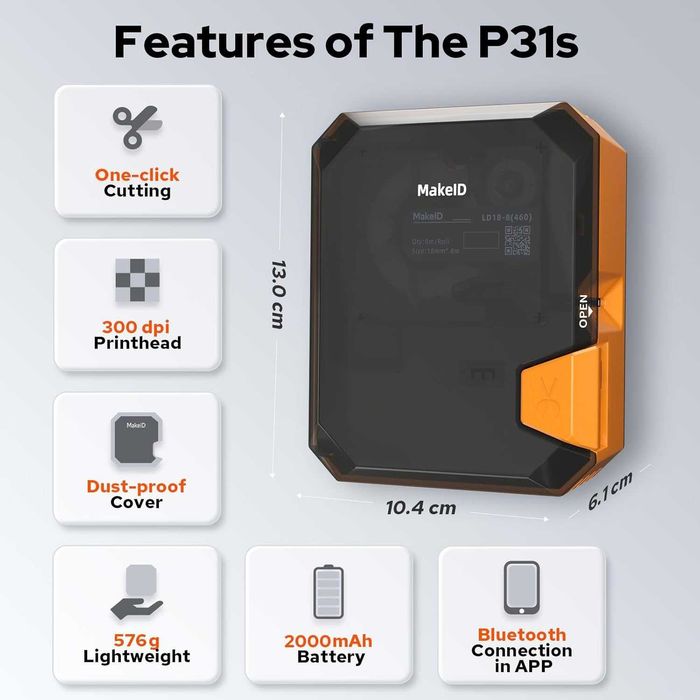 Imprimanta Etichete Makeid P31S Transfer Termic 300dpi Portabila