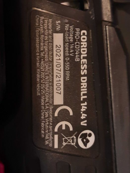 Masina de gaurit si insurubat  cu acumulator 14.4V 1.3Ah Li-Ion Steinhaus Start, PRO-CD144B, 20Nm, 550 RPM, mandrina rapida 10mm
