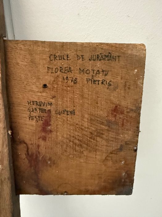 Cruce de Jurământ / Artă Naivă Lemn Pictat