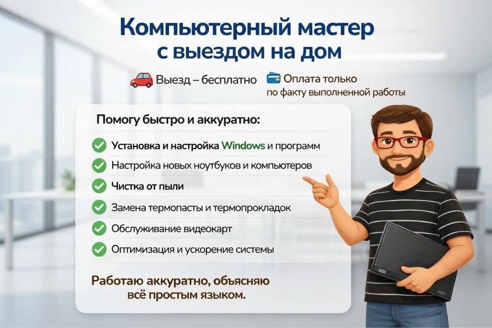 Установка Windows. Ремонт и компьютерная помощь мастера с выездом.