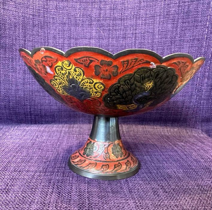 Cupa/ castron din metal cu decor cloisonne