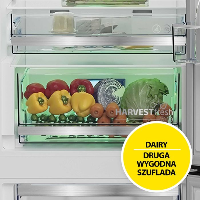 Нов инверторен хладилник BEKO B3RCNA415HXB1 SpacePro 415L HarvestFresh NoFrost - AeroFlow SmoothFit 203.5 см,