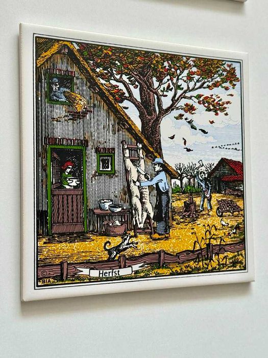 Винтидж стенна декорация плочки със сезони