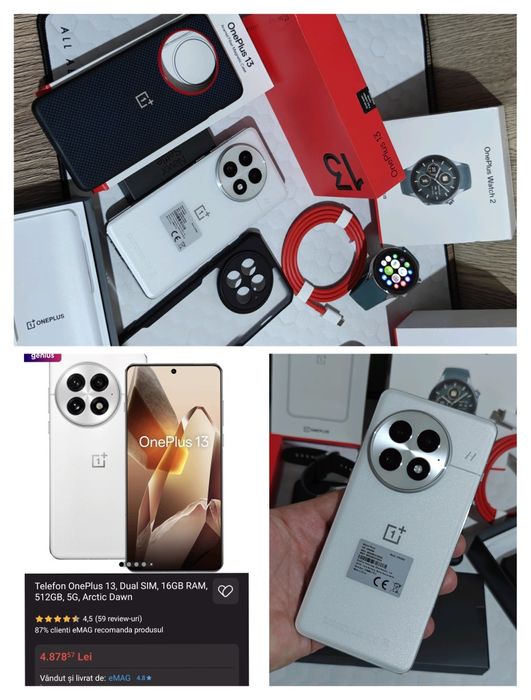 OnePlus 13 5G (Arctic Dawn) 512GB/16+12GB RAM Extra Box Garanție 2027