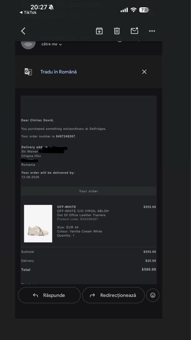Off white Out of Office Originali