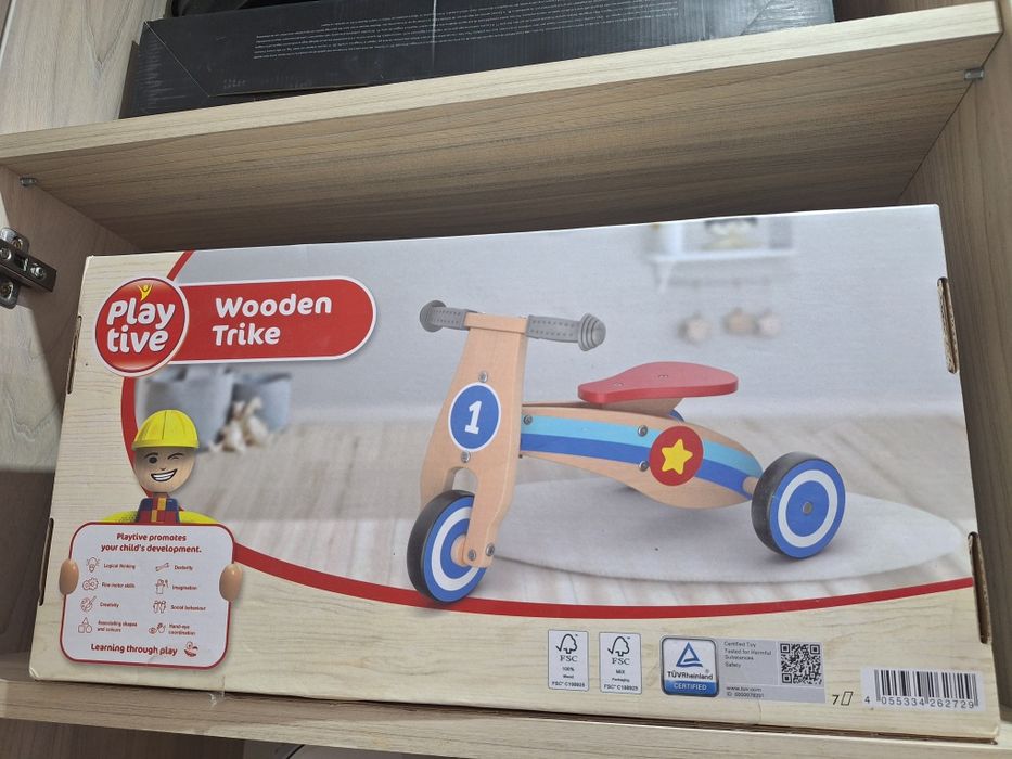 Bicicleta 3 roti de lemn