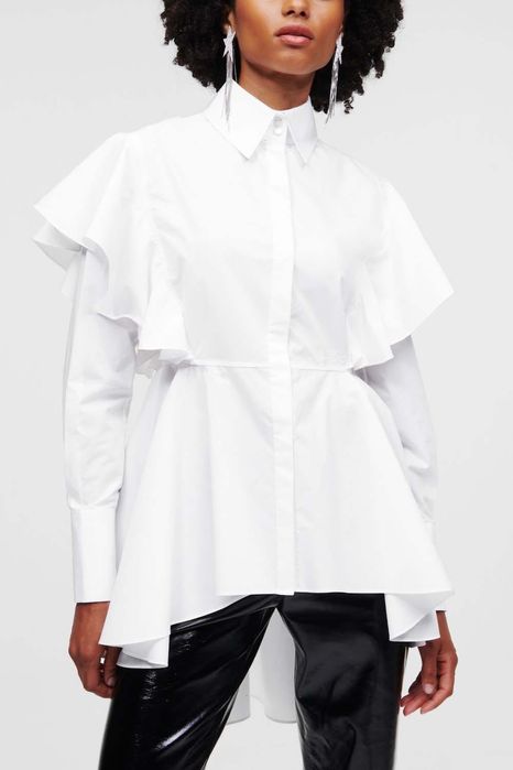 Karl Lagerfeld : Huns Pick Ruffle Poplin Shirt - НОВА XS / Оригинал