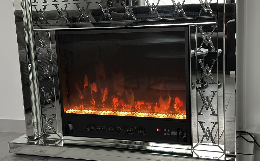 Șemineu electric decorativ din sticlă cu detalii elegante – NOU