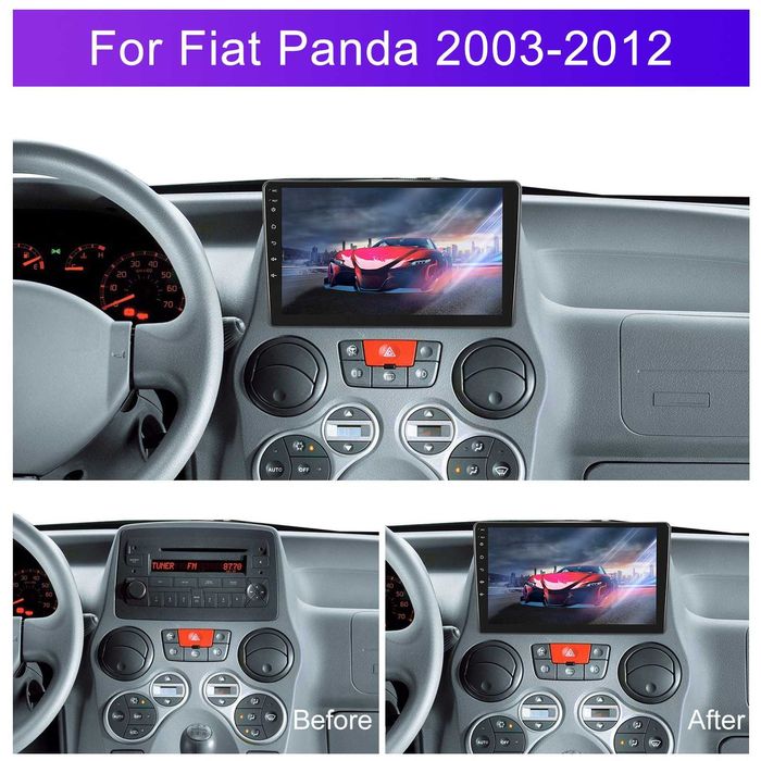Андроид Мултимеди за Fiat Panda, Навигация, Carplay Android Auto, Фиат Панда, радип, плеър 2003 2004 2005 2006 2007 2008 2009 2010 2011 2012 година