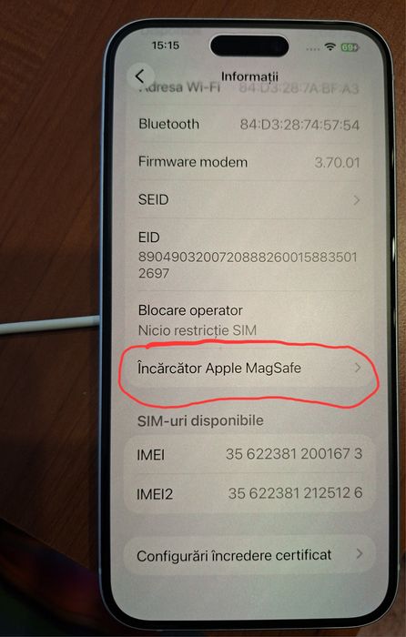 Încărcător wireless APPLE MagSafe USB-C (original)