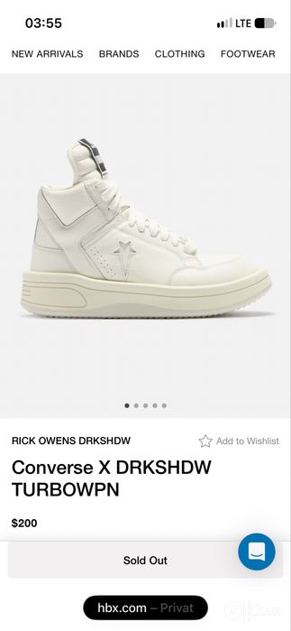 Оригинальные Rick Owens Converse TURBOWPN