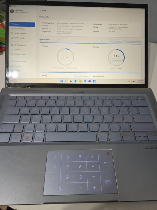 Intel I7 8565U 16 gb mx250 120 gb