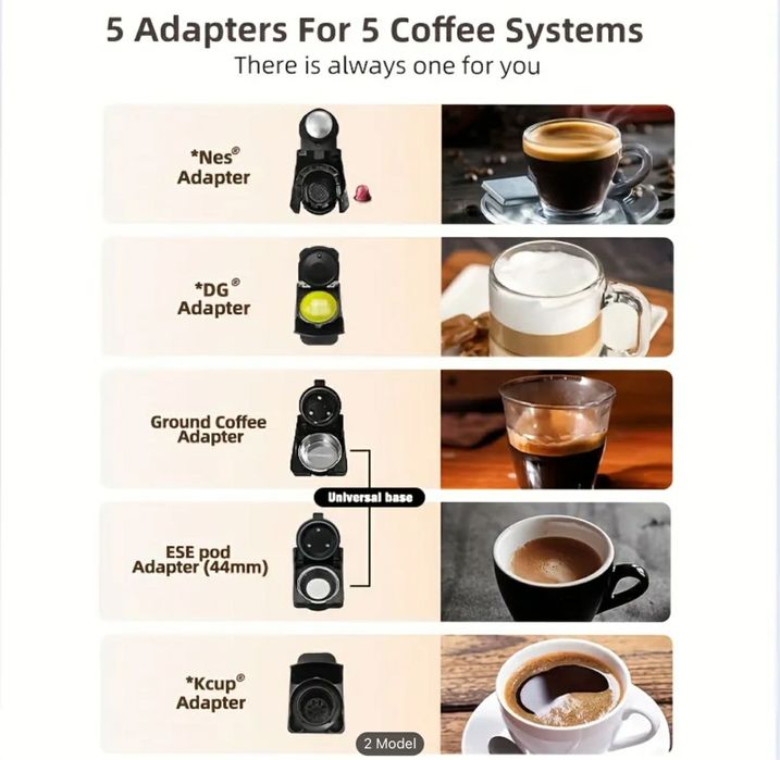 Espresor capsule Nespresso sau Dolce Gusto sau cafea macinata 5 in 1