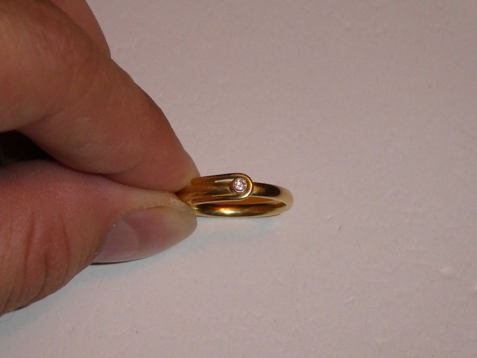 INEL AUR 18K + 1 Diamant = 0.05ct. - De logodna - Vintage - 3.4g. !