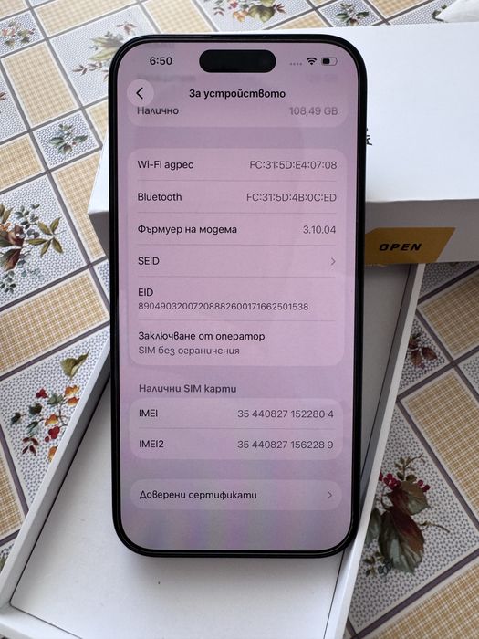 Iphone 15 Pro 128 GB Black