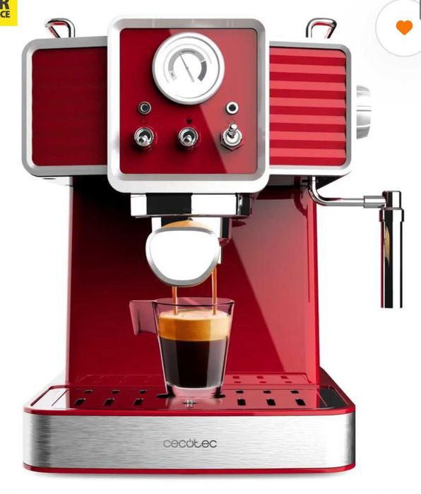 Cecotec Espressor Power Espresso 20 20 bar 1350W duză de abur pivotantă – Roșu deschis