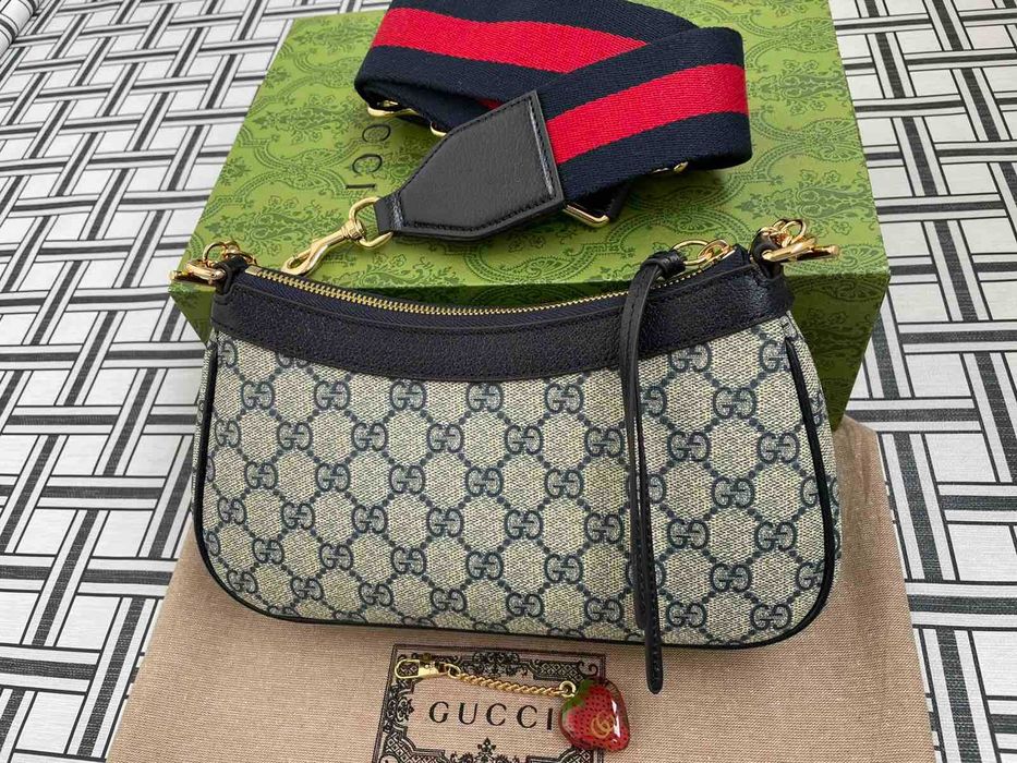 Gucci Оригинална Малка Чанта Ophidia Гучи Supreme Син Canvas GG Лого