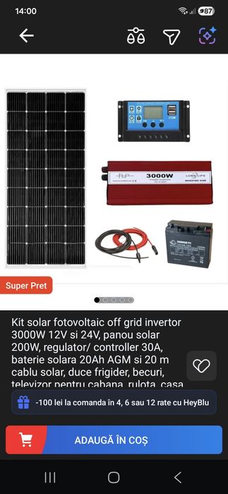 Panou solar + kit complet