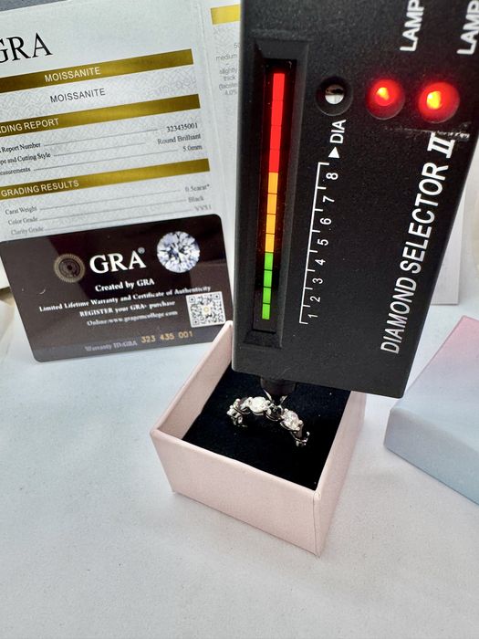 Сребърен пръстен с мойсанит (Диамант) 7 карата