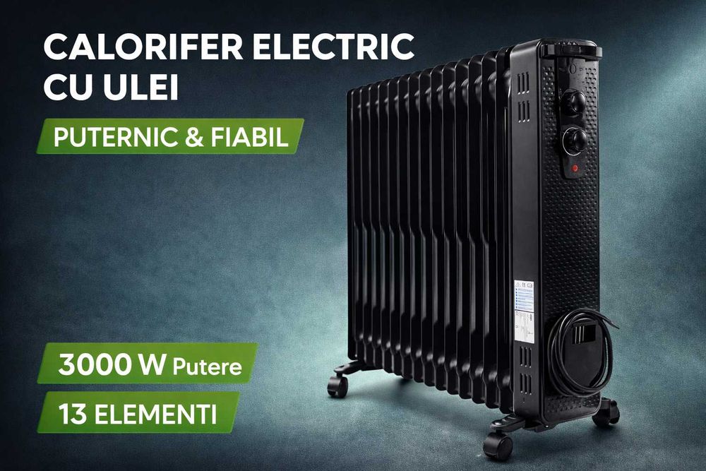 Calorifer electric cu ulei 13 elementi 3000W puternic negru