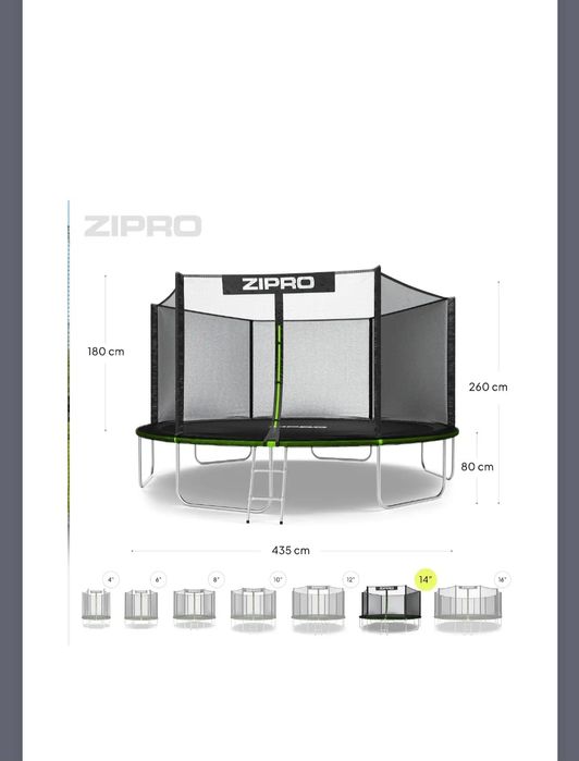 Super pret! Trambulina Zipro Jump Premium, cu plasa, 435 cm, 150 kg