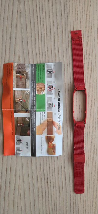 Металлическа гривна от неръждаема стомана за Xiaomi Mi Band 5 (червен цвят)