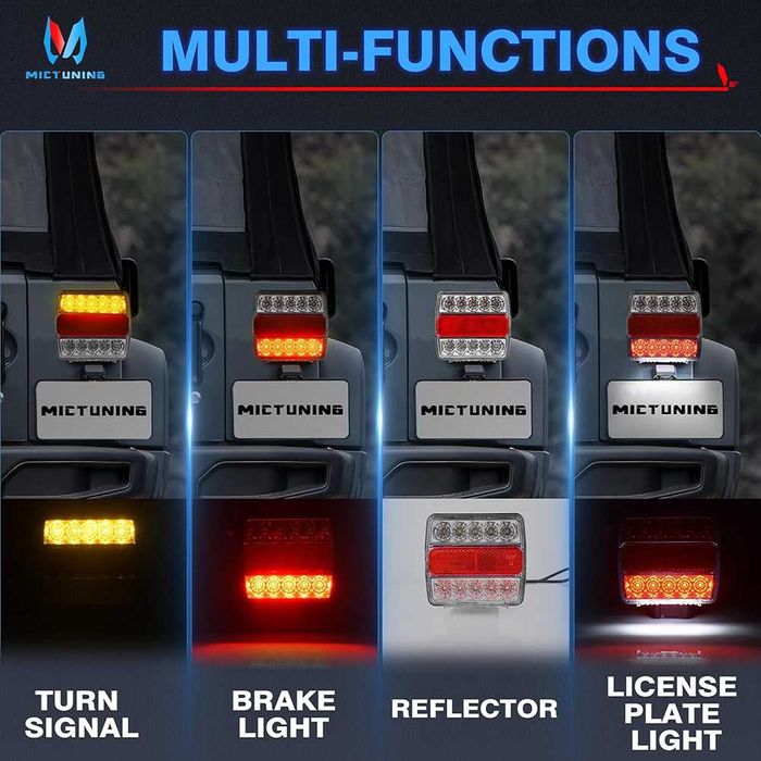 LED стопове за ремаркета и колесари, 12 V, пет функции, с магнит