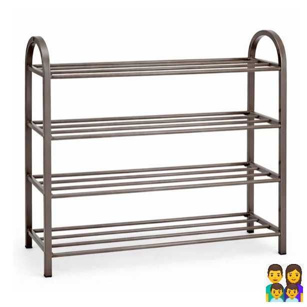 Етажерка за обувки с 4 рафта, Стелаж, кафява, 61×28×64см