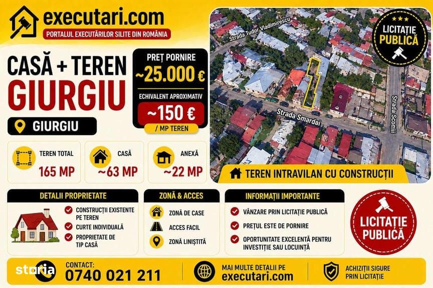 Casa - 63m² + Anexa - 22m² + Teren - 165m², Giurgiu