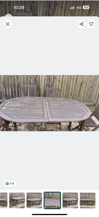 Masa extensibila si 4 scaune din lemn masiv pentru exterior