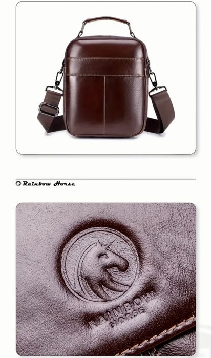 Мъжка бутикова кожена чанта с капаче /Кафява, дизайнерска естест. кожа