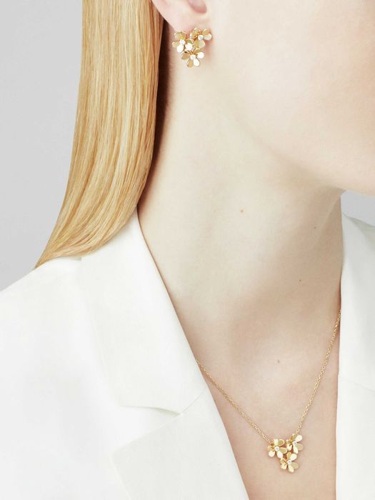 Van Cleef & Arpels VCA 3 Gold Mini Frivole Diamond Flower Дамско Колие