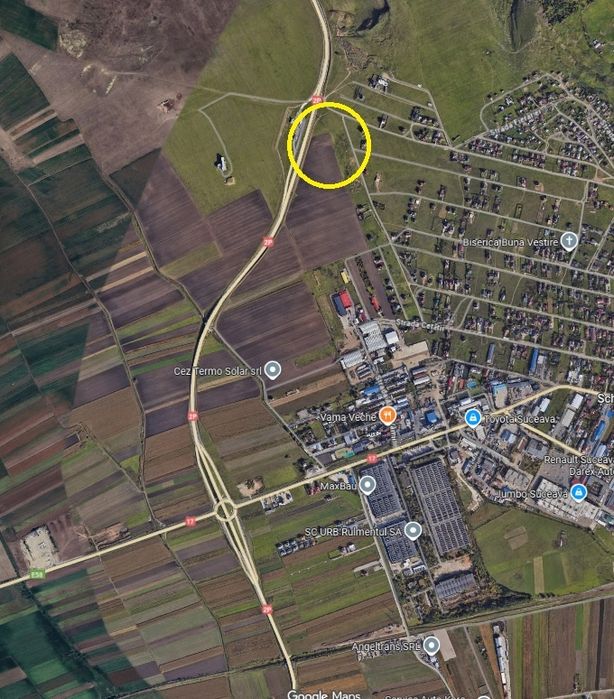 Vand teren 2ha cu deschidere 280m la centura Sucevei