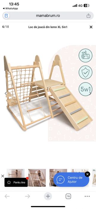 Loc de joacă din lemn XL 5in1