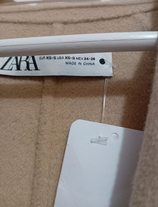 Palton de primăvara duble faced bej camel deschis cu lână Zara XS S